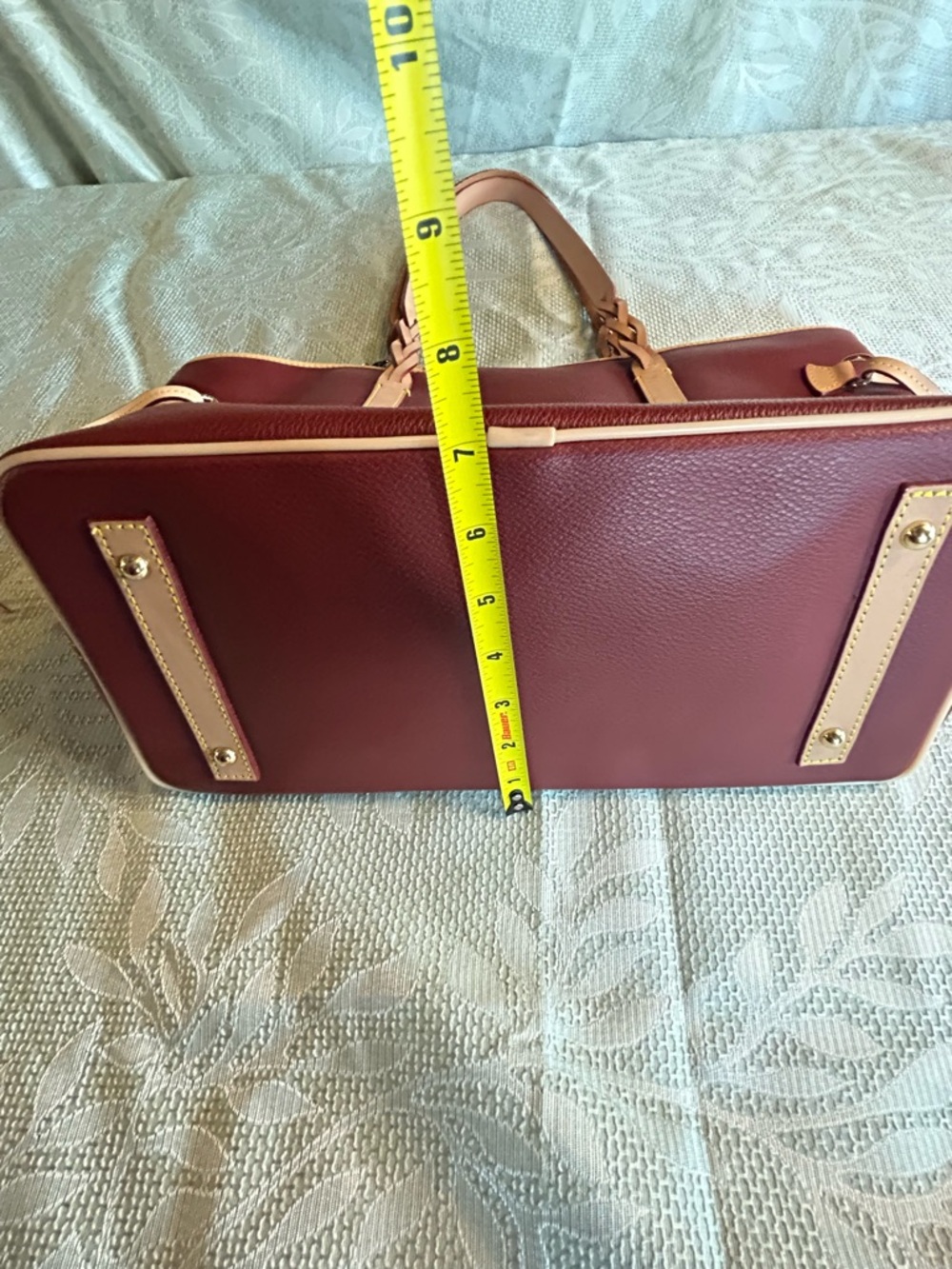 Dooney & Bourke Burgundy Tote with Tan Trim EVA BAILEY TOTE - Picture 8 of 16